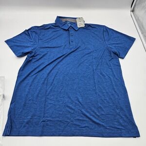 George Royal Blue Heather Stretch Poly Polo Shirt Men's Size L